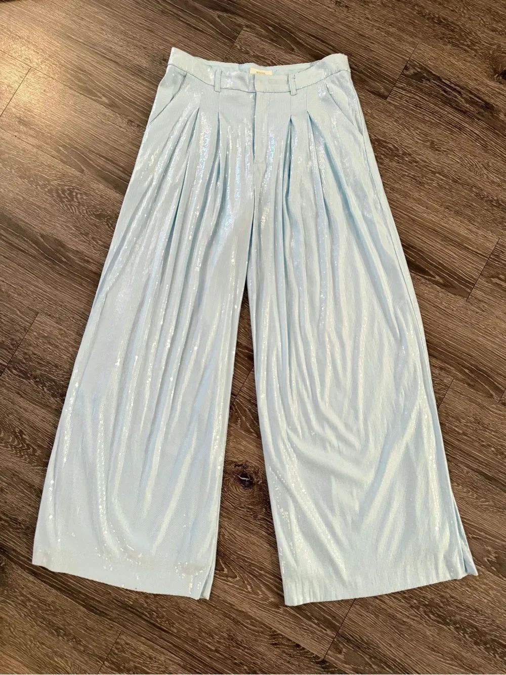 Maeve The Avery Pleated Wide Leg Sequin Trouser